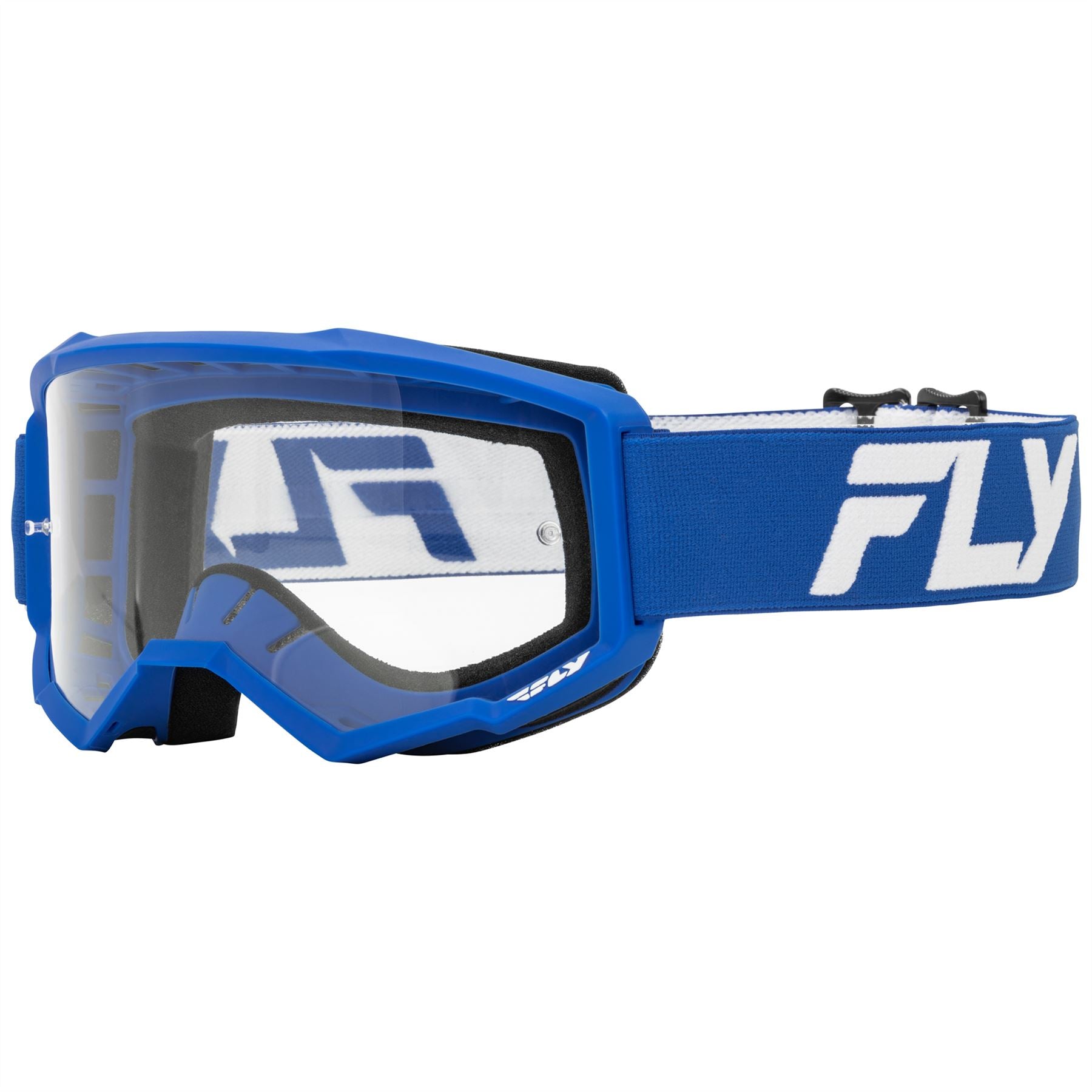 Fly Racing 2025 Focus Motocross Goggles Blue White with Clear Lens